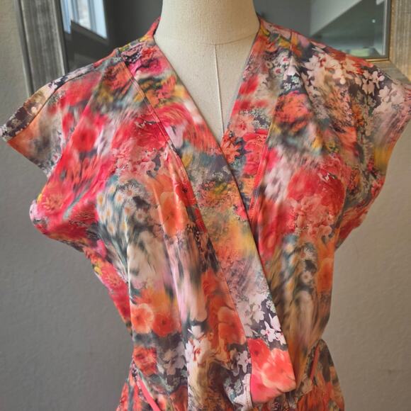 Athleta Women's Marlow Floral Tie Back Romper Lightweight Boho Size M Bloom Pink - Picture 5 of 8